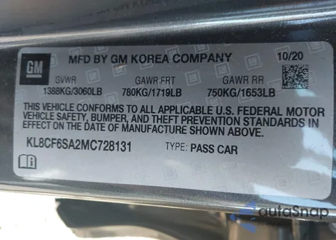 2021 Chevrolet Spark Fwd 2Lt Automatic z USA, uszkodzony, nr VIN KL8CF6SA2MC728131